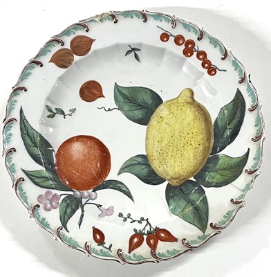 Lot 295 - Chelsea Plate with Fruit Decoration c.1765