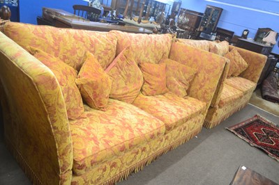 Lot 432 - A pair of 20th Century Knowle drop end sofas,...