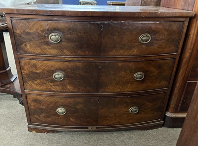 Lot 435 - A Victorian mahogany bow front chest of three...