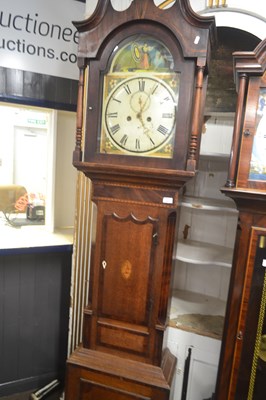 Lot 482 - A 19th Century long case clock, the painted...