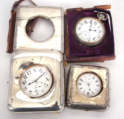 Lot 207 - Mixed Lot: Silver cased pocket watch travel...