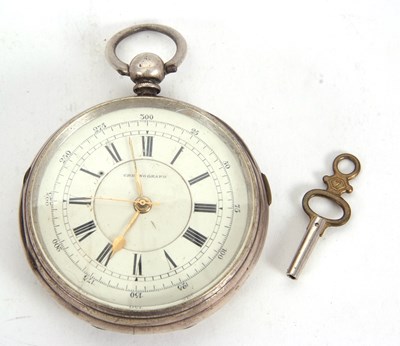 Lot 209 - A silver cased chronograph pocket watch...