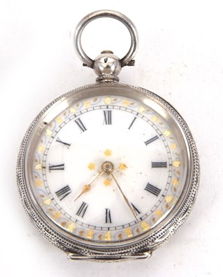 Lot 201 - A white metal open face pocket watch stamped 0....