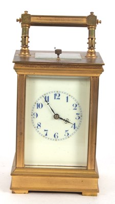 Lot 242 - A five glass carriage clock with enamel dial...