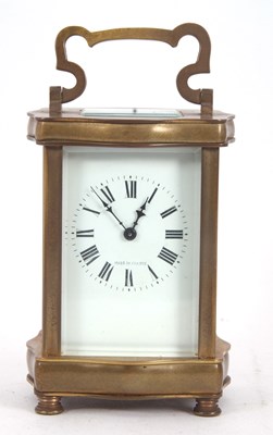 Lot 243 - A cased French brass carriage clock, key wound...