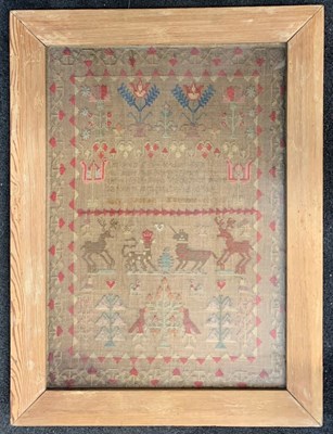 Lot 147 - 19th century wool sampler, bears name that...