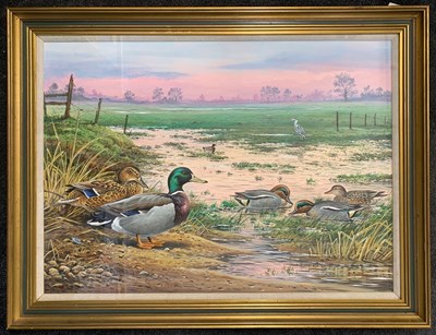 Lot 154 - Carl Donner (b.1957), Mallards Teal and Heron...