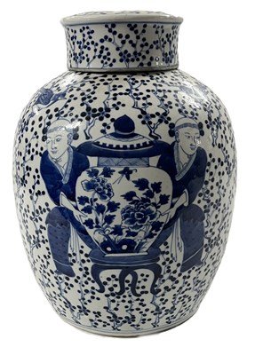 Lot 213 - Large Chinese porcelain jar and cover...