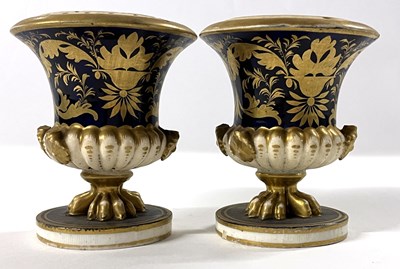 Lot 303 - Pair of 19th Century Derby pot pourri vases,...