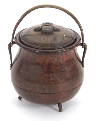 Lot 122 - An unusual antique Lignum Vitae small cauldron...