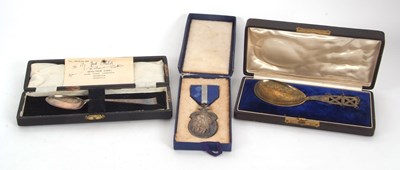 Lot 152 - Mixed Lot: A cased Swedish silver Sami soup...