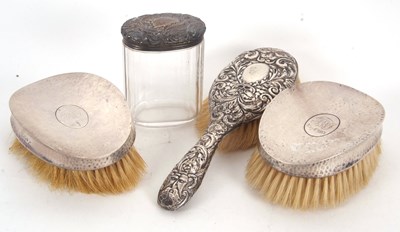 Lot 164 - Mixed Lot: A pair of Edwardian silver backed...