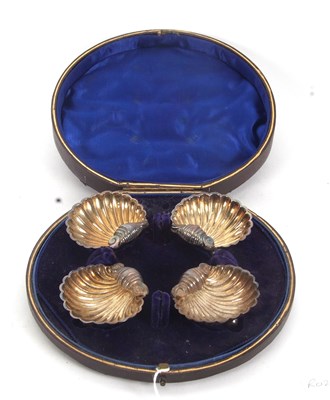 Lot 179 - A cased Victorian set of four shell shaped...