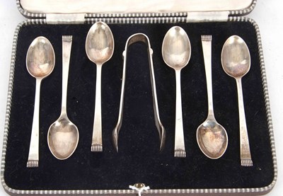 Lot 183 - A cased set of six George VI silver teaspoons...