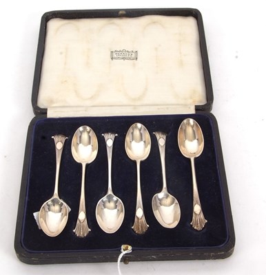 Lot 186 - A cased set of six silver matching teaspoons,...