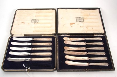 Lot 188 - Mixed Lot: Cased set of six silver handled tea...
