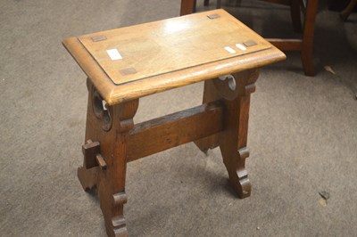 Lot 517 - A small Victorian Gothic Revival oak stool,...