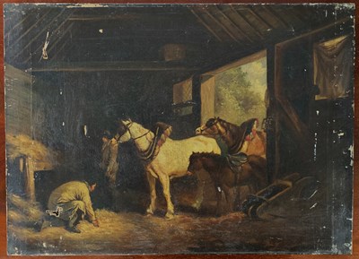 Lot 164 - British School, mid 19th century, Stable scene,...