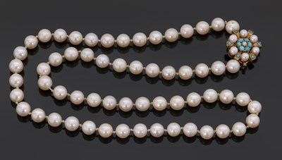 Lot 330 - A cultured pearl and turquoise necklace, the...