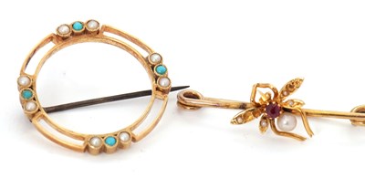 Lot 126 - Two gemset brooches: to include a seed pearl...