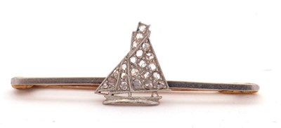 Lot 122 - A diamond yacht brooch, the yacht set with...