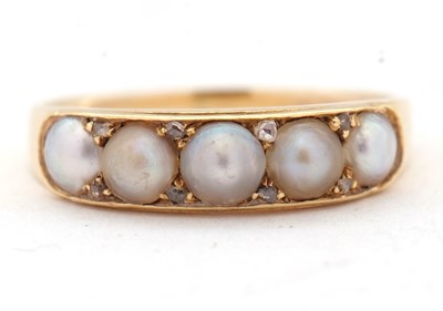 Lot 38 - A split pearl and diamond ring, the five split...