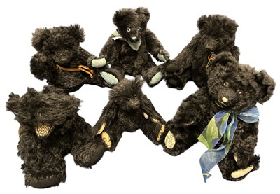 Lot 262 - Six black collector's teddy bears, to include:...