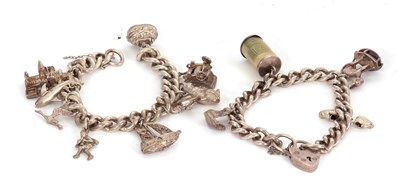 Lot 177 - Two charm bracelets: to include a silver...