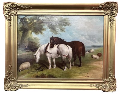 Lot 21 - English School, 19th century, horses and sheep...