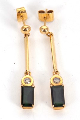 Lot 108 - A pair of green tourmaline and diamond...