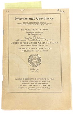 Lot 884 - WINSTON CHURCHILL. International Conciliation...