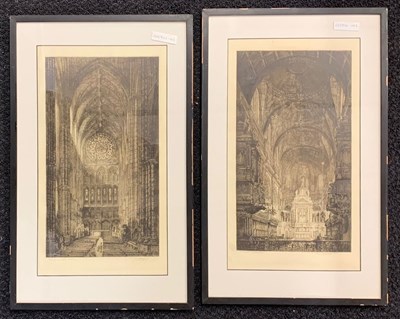 Lot 74 - Etchings of St. Pauls Cathdedral and Westminster Abbey Signed Baltazamos