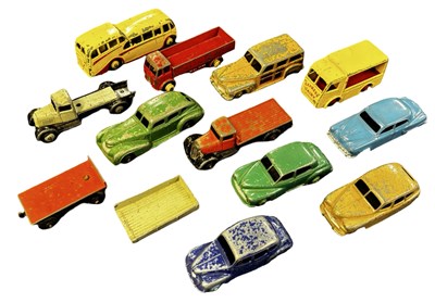 Lot 159 - A group of playworn Dinky cars and buses