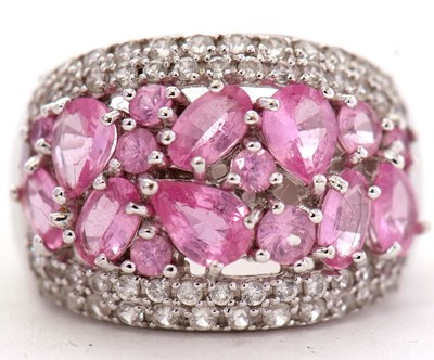 Lot 77 - A 9ct pinks sapphire and white zircon ring,...