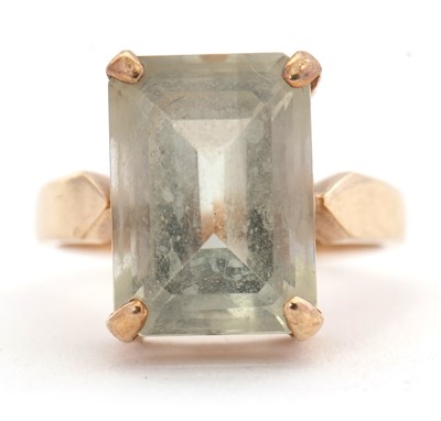 Lot 24 - A 9ct prasiolite ring, the rectangular emerald...