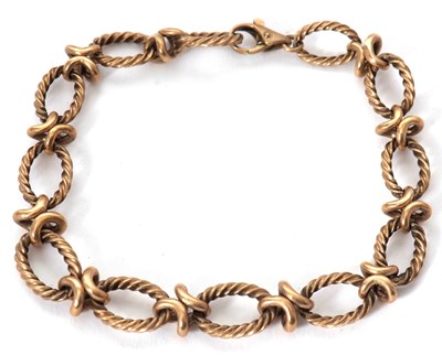 Lot 161 - A 9ct fancy link bracelet, with oval twist...