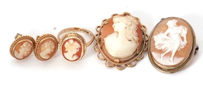 Lot 136 - A quantity of cameo jewellery: to include a...