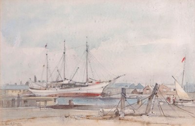 Lot 586 - Arthur E. Davies (1893-1899), Ships at...