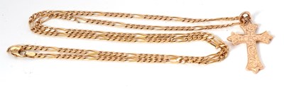 Lot 151 - A 9ct cross and chain, the cross with engraved...