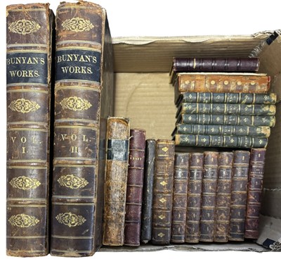 Lot 698 - ONE BOX LEATHER BINDINGS: To include Bunyan's...