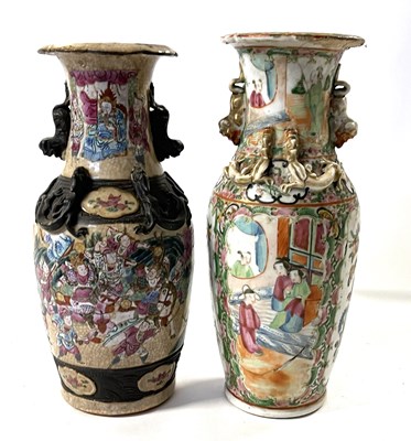 Lot 220 - A Cantonese porcelain vase together with a...