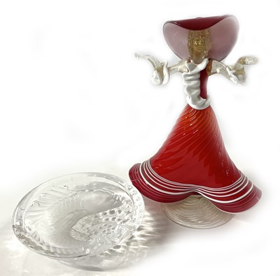 Lot 238 - A Murano style glass model of a dancer with...