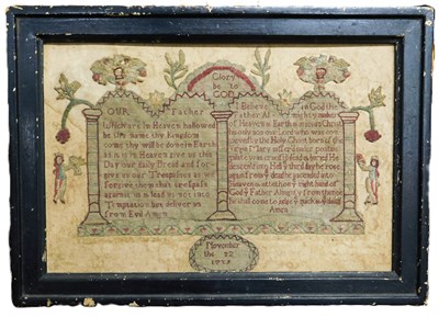 Lot 127 - An 18th century needlework picture,...