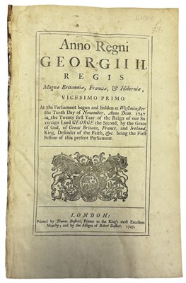 Lot 976 - 18TH CENTURY PARLIAMENTARY ACT [GEORGE II]: AN...