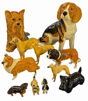 Lot 258 - Collection of Beswick dogs including a large...