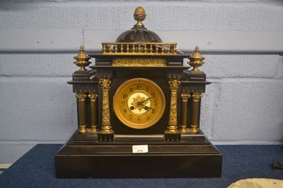 Lot 539 - A late 19th Century black slate mantel clock...