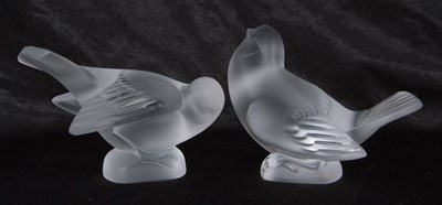 Lot 1 - Pair of Lalique sparrows, tallest 8cm high (2)