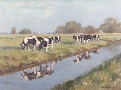 Lot 636 - Owen Waters (1916-2004), Cattle Reflections,...