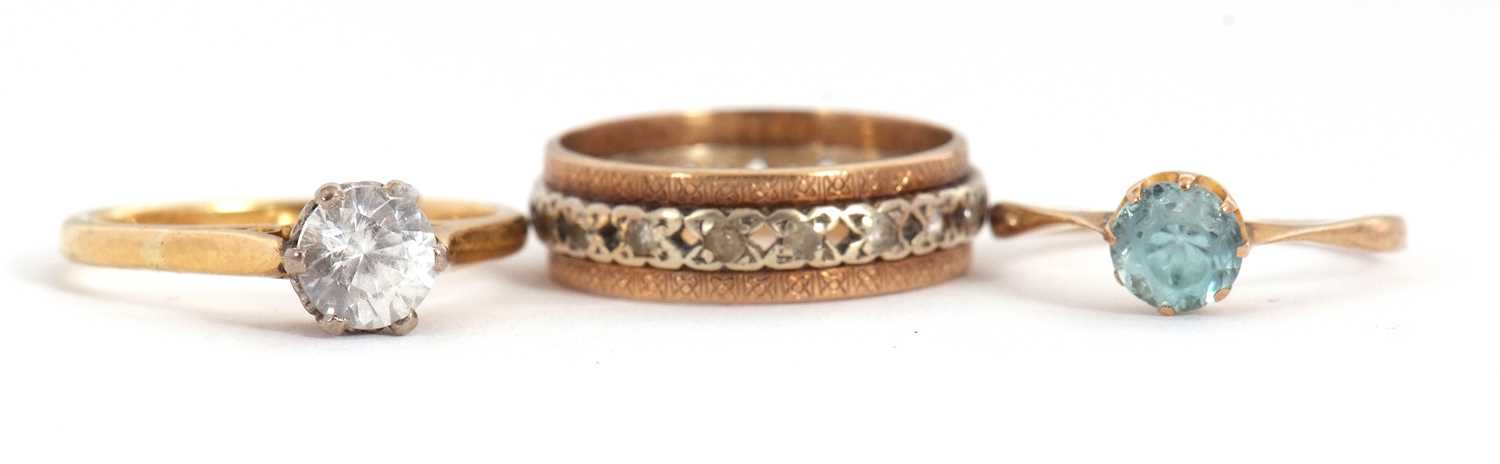 Lot 69 - Three gemset rings: to include a CZ ring...