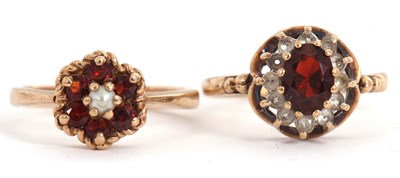 Lot 147 - Two 9ct garnet rings: to include a 9ct oval...